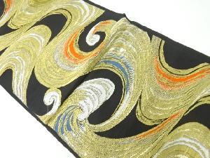 アンティーク　荒波模様織出し袋帯（材料）